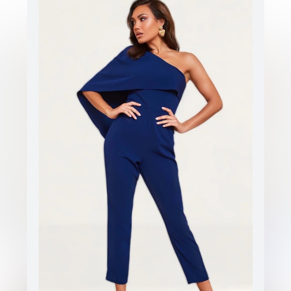 Lavish Alice One-Shoulder Navy Jumpsuit
